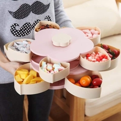 Khay Mứt Chưng Tết Hình Bông Hoa 2 Tầng Có Chỗ Để Điện Thoại