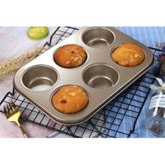 Khuôn Nướng Làm Bánh Cupcake, Muffin, Rau Câu 6 Ô Kích Thước 26x19x2,5cm