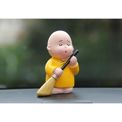 Bộ Tượng 3 Chú Tiểu Áo Vàng Ngộ Nghĩnh(Tịnh Tâm - Trí Tuệ - Hành Động)