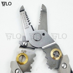 Kìm Tuốt Dây Đa Năng Xuất Nhật, Kềm Cắt Kèm Bấm Cos Dây Tách Vỏ Xoắn Dây Cho Thợ Điện Bằng Thép Không Gỉ