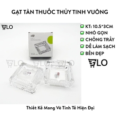 Gạt Tàn Thuốc Thủy Tinh Vuông Bông Nhỏ 10.5cm Cao Cấp