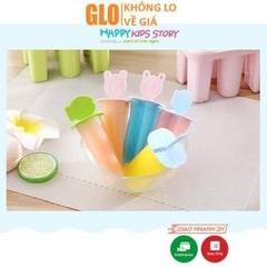 Khuôn Làm Kem Nhựa 6 Que Hình Gấu Cute Dễ Thương