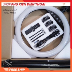 Bộ Đèn Livestream 45cm Có Remote Kèm Chân & 3 Kẹp Điện Thoại