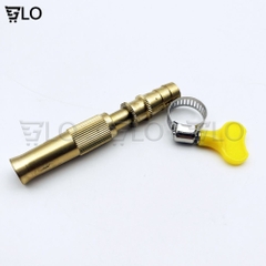 Đầu Vòi Xịt Tăng Áp Mini Bằng Đồng Kèm Đai Siết Ống 12-16mm, Vòi Sịt Phun Nước Rửa Xe, Tưới Cây Có Thế Điều Chỉnh Chế Độ