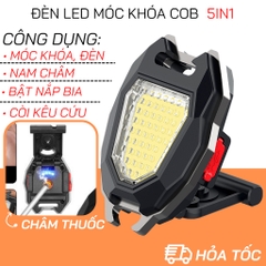 Đèn Led Mini COB 5in1 800 Lumens Đa Dụng Có Mở Bia, Châm Thuốc, Vặn Ốc Vít, Nam Châm, Còi Cấp Cứu Có Thể Sạc Lại