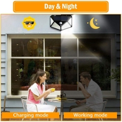 Đèn Led Năng Lượng Mặt Trời Cảm Biến Chuyển Động 100 Led 3 Chế Độ Siêu Sáng Chống Nước