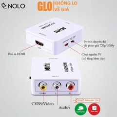 Bộ Box Chuyển Đổi Tín Hiệu AV RCA ra HDMI Model AV2HDMI Hỗ Trợ Độ Phân Giải FullHD 1080P Có Switch 720p và 1080p