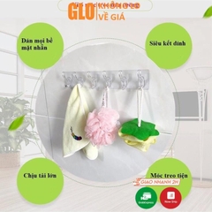 Giá Treo Đồ 6 Móc Nhựa Pha Lê 35x6cm Bản Lớn Dán Tường, Siêu Chịu Lực Không Cần Khoan Đục Tiện Lợi