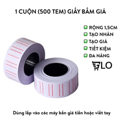 1 Cuộn (500 Tem) Giấy Bấm Giá Dùng Cho Máy MX5500 Bắn Giá, Tem Dán Ghi Giá, Giấy In Tem Số, Băng Keo Dán Giá Tiền