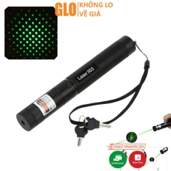 Đèn Pin Laser 303 Ánh Sáng Xanh Lá Chiếu Xa Cực Mạnh, Kèm Phụ Kiện Chiếu Sao Vạn Hoa Dùng Pin Sạc