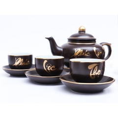 Bộ Tách Trà Sứ Phúc Lộc Thọ Cao Cấp (1 Bình, 6 Ly, 7 Dĩa) Làm Quà Tặng Gloshop