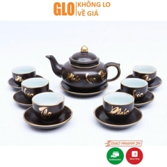 Bộ Tách Trà Sứ Phúc Lộc Thọ Cao Cấp (1 Bình, 6 Ly, 7 Dĩa) Làm Quà Tặng Gloshop