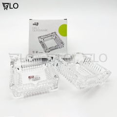 Gạt Tàn Thuốc Thủy Tinh Vuông Bông Nhỏ 10.5cm Cao Cấp