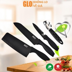 Bộ Dao 5 Món Buck-T Bằng Thép Không Gỉ Đen Nhám Cao Cấp