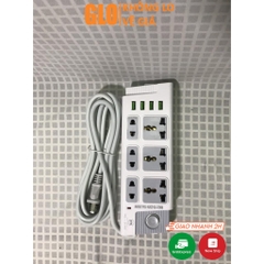 Ổ Cắm Điện CYX 218 Dân Dụng Có 4 Cổng Usb Tích Hợp Sạc Đa Năng, 3 Ổ Cắm 3 Chấu,3 Ổ Cắm 2 Chấu Dây Dài 3M Công Suất 2500W