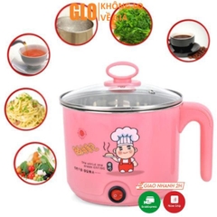 Ca Nấu Mì Không Có Lồng Hấp - Tay Cầm Dọc, Nấu Nước, Luộc Trứng Đa Năng Size 18cm