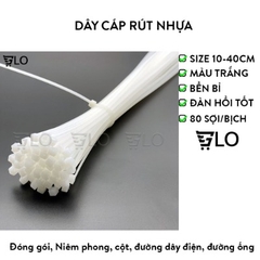 Bịch 80 Sợi Dây Cáp Rút Nhựa, Dây Thít Đủ Size 10cm ,15cm, 20cm, 25cm, 30cm, 40cm