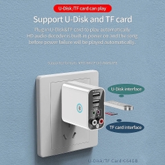 Bộ Thu Phát Bluetooth 5.0 K16, Chuyển Đổi Âm Thanh Stereo Không Dây AUX L/R 3.5mm Hỗ Trợ Đọc Thẻ TF/USB Kèm Remote