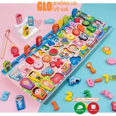 Bộ Đồ Chơi Câu Cá Và Ghép Số Học Đếm 63 Chi Tiết Cho Bé, Bộ Bảng Số Thông Minh Bằng Gỗ