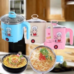 Ca Nấu Mì Không Có Lồng Hấp - Tay Cầm Dọc, Nấu Nước, Luộc Trứng Đa Năng Size 18cm