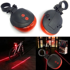 Đèn Led Hậu 2 Dải Laser + 5 Bóng Led Cảnh Báo Xe Đạp Gắn Phía Sau, Chống Nước Giúp Đạp Xe An Toàn Ban Đêm