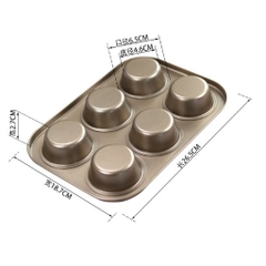 Khuôn Nướng Làm Bánh Cupcake, Muffin, Rau Câu 6 Ô Kích Thước 26x19x2,5cm