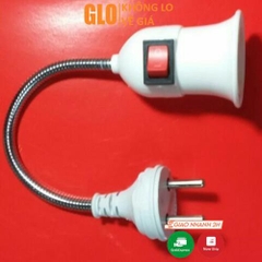 Phích Cắm Lò Xo Inox Có Công Tắc Gắn Đuôi Đèn E27