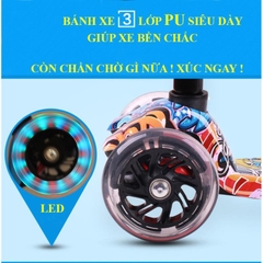 Xe trượt Scooter ba bánh phát sáng ,siêu thế hệ mới thiết kế màu sắc, Khung thép chịu lực ,bánh phát sáng cỡ lớn