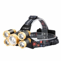 Đèn Pin Đội Đầu Đeo Trán 5 Bóng T6 Siêu Sáng Kèm Pin Sạc