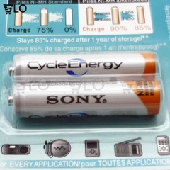 Vỉ 2 Viên Pin Sạc Sony AA(4600mah),  AAA(4300mah) CycleEnergy