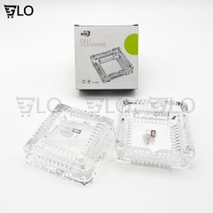 Gạt Tàn Thuốc Thủy Tinh Vuông Bông Nhỏ 10.5cm Cao Cấp