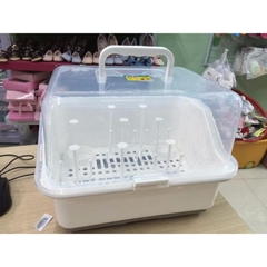 Giá Úp Bình Sữa Có Nắp Đậy, Khay Úp Cốc Vuông Có Nắp
