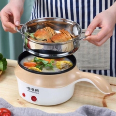 Ca Nấu Mì Có Lồng Hấp - Tay Cầm Ngang, Nấu Nước, Luộc Trứng Đa Năng Size 18cm