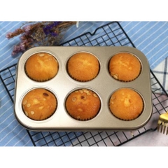 Khuôn Nướng Làm Bánh Cupcake, Muffin, Rau Câu 6 Ô Kích Thước 26x19x2,5cm