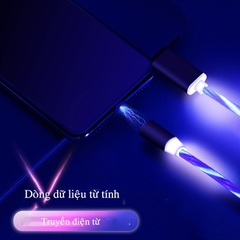 Cáp Sạc Led Từ 3 Đầu Nam Châm Streamer (Combo Gồm 3 Đầu Micro USB/Lightning/Type-C)