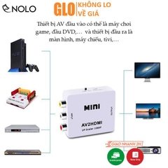 Bộ Box Chuyển Đổi Tín Hiệu AV RCA ra HDMI Model AV2HDMI Hỗ Trợ Độ Phân Giải FullHD 1080P Có Switch 720p và 1080p