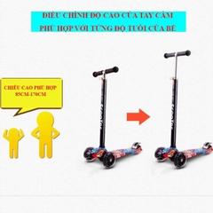 Xe trượt Scooter ba bánh phát sáng ,siêu thế hệ mới thiết kế màu sắc, Khung thép chịu lực ,bánh phát sáng cỡ lớn