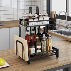 Kệ Đựng Gia Vị 2 Tầng Inox Kích thước 52x32x2.5cm Phủ Sơn Tĩnh Điện Mẫu Mới Để Bàn Cao Cấp