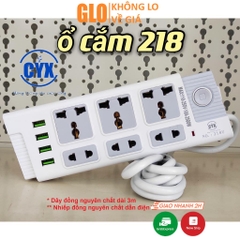 Ổ Cắm Điện CYX 218 Dân Dụng Có 4 Cổng Usb Tích Hợp Sạc Đa Năng, 3 Ổ Cắm 3 Chấu,3 Ổ Cắm 2 Chấu Dây Dài 3M Công Suất 2500W