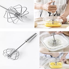 Dụng Cụ Đánh Trứng Bán Tự Động Mini Cầm Tay Inox 304, Cây Đánh Trứng Trộn Thủ Công Gia Đình Thép Không Gỉ