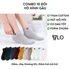 Combo 10 Đôi Tất Vớ Chân Hình Gấu Brown Nhiều Màu