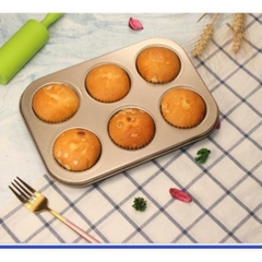 Khuôn Nướng Làm Bánh Cupcake, Muffin, Rau Câu 6 Ô Kích Thước 26x19x2,5cm