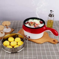 Ca Nấu Mì Có Lồng Hấp - Tay Cầm Ngang, Nấu Nước, Luộc Trứng Đa Năng Size 18cm