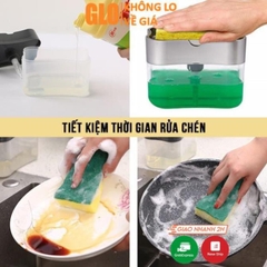 Hộp Đựng Nước Rửa Chén Bát Đa Năng, Tiện Lợi Có Vòi Hút, Tặng Kèm Miếng Rửa Chén