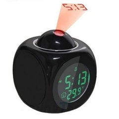Đồng Hồ Báo Thức Hiển Thị Giờ, Nhiệt Độ Có Giọng Nói, Tích Hợp Đèn Led Chiếu Lên Tường Độc Đáo