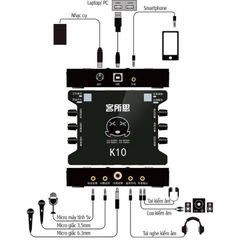 Sound Card Livestream K10 Hát Live Thu Âm Thanh Chuyên Nghiệp - Bh 6 Tháng