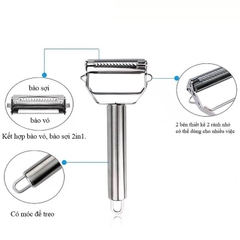 Dụng Cụ Dao Gọt, Dao Bào Sợi Rau Củ Quả 2 Đầu Bằng Inox Siêu Bén Cầm Chắc Tay