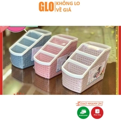 Giỏ Nhựa 4 Ngăn Để Bút Viết Vật Dụng