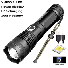 Đèn Pin Siêu Sáng Dùng Chip Led XHP50 Dùng Pin 26650 Dung Lượng Cao, Có Led Báo Dung Lượng Đèn Cầm Tay Cao Cấp