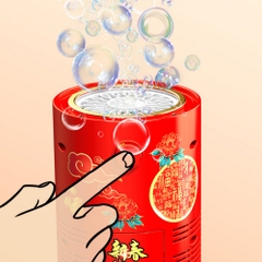 [Loại Lớn Kèm 6 Pin AA] Máy Thổi Bong Bóng Pháo Hoa 10 Lỗ Dung Tích 120ml Có Nhạc Và Đèn Trang Trí Chào Mừng Năm Mới